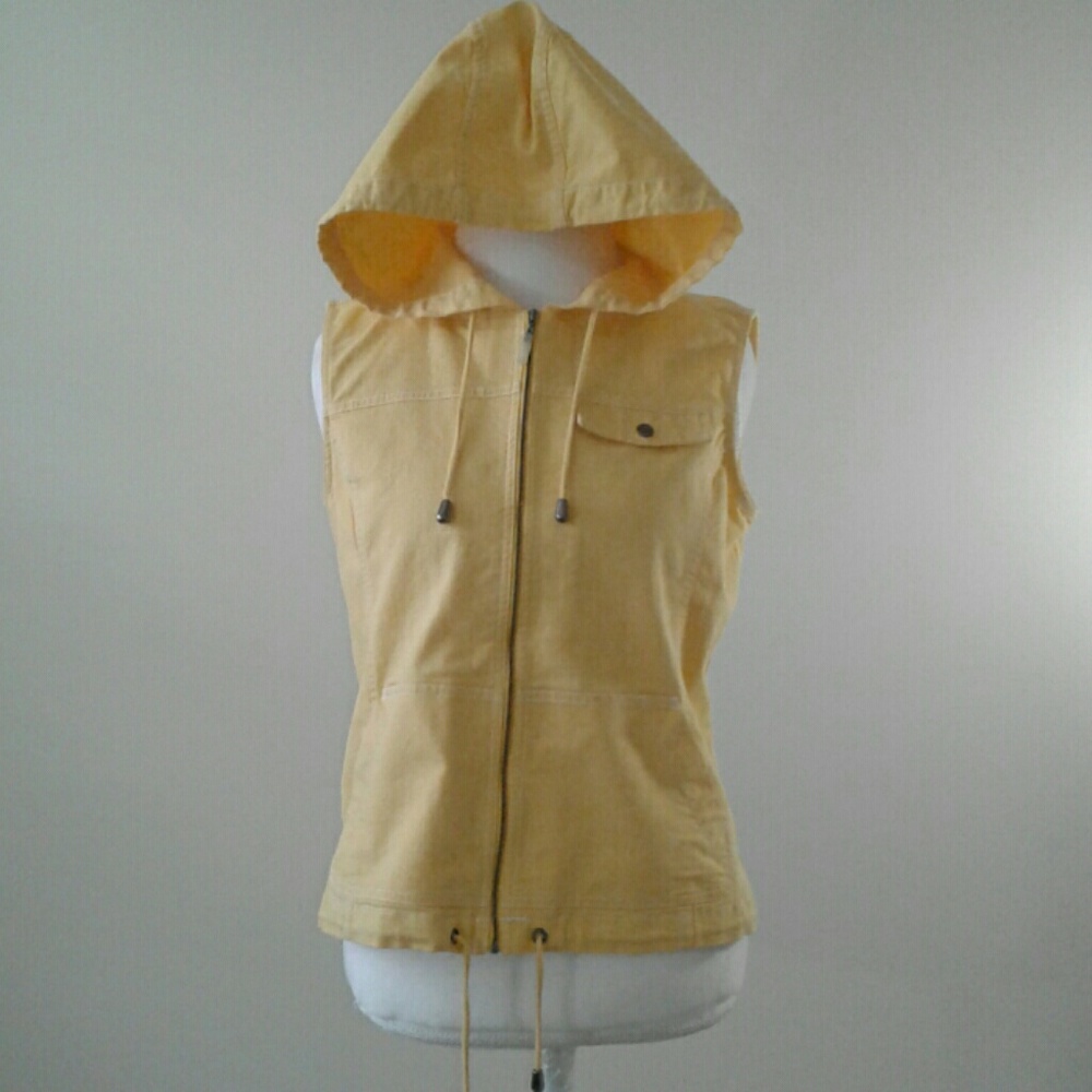 Christopher & Banks Vest Hoodie, Gold, Sz. M,